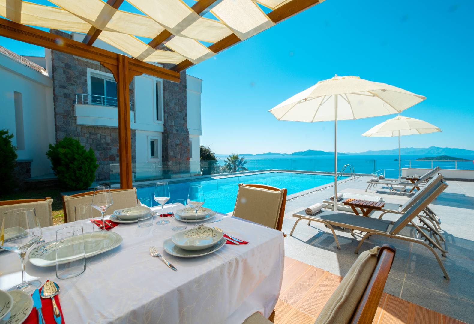 Bodrum Turgutreis'de Muhteşem Deniz Manzaralı, Özel Havuzlu, Lüks Villa 46129 — 9
