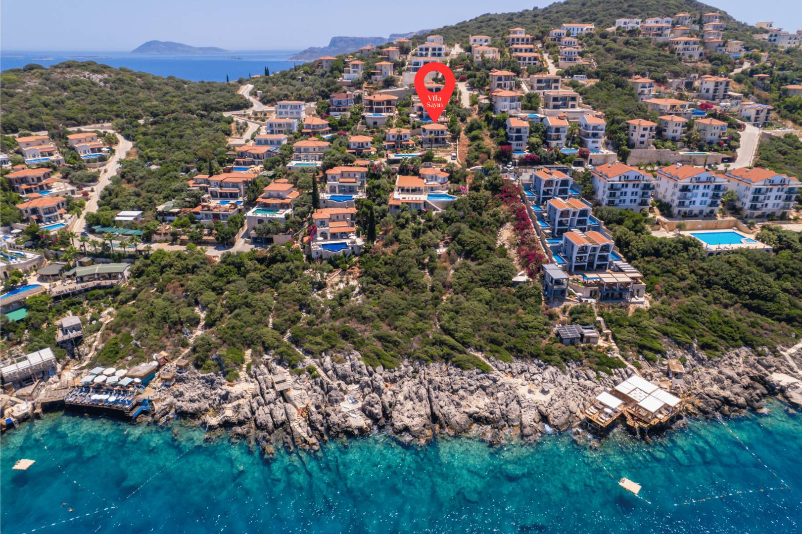 Kaş Andifli'de Muhteşem Deniz Manzaralı, Özel Havuzlu, 6 Kişilik Villa