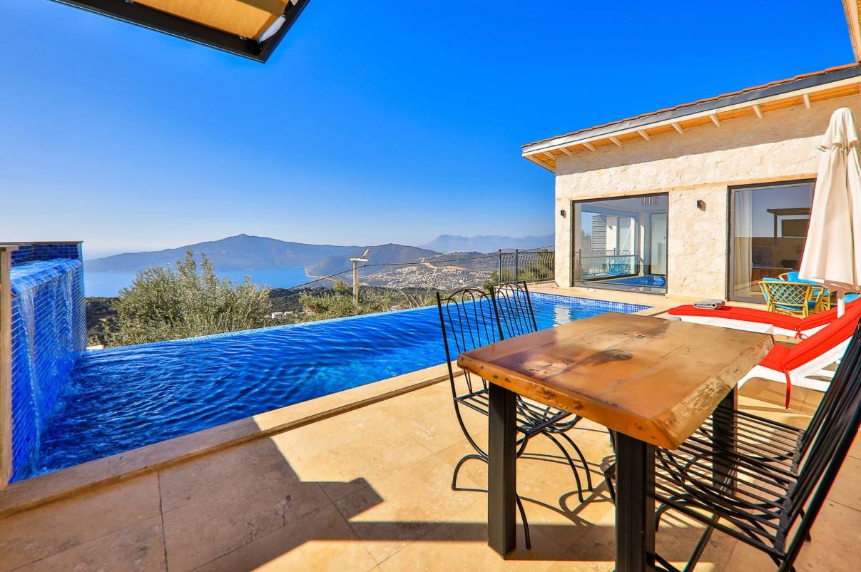 Kaş Bezirgan'da Muhteşem Deniz Manzaralı, Özel Havuzlu, Balayı Villası