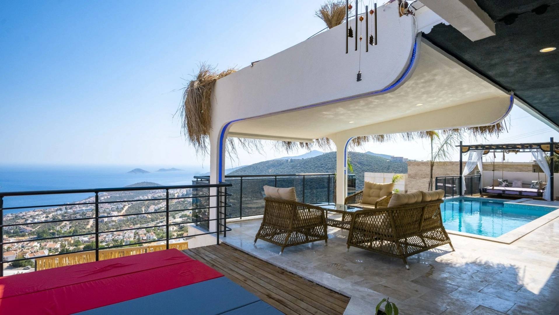 Kaş İslamlar'da Deniz Manzaralı, Sonsuzluk Havuzlu, 4 Kişilik Villa 46468 — 3