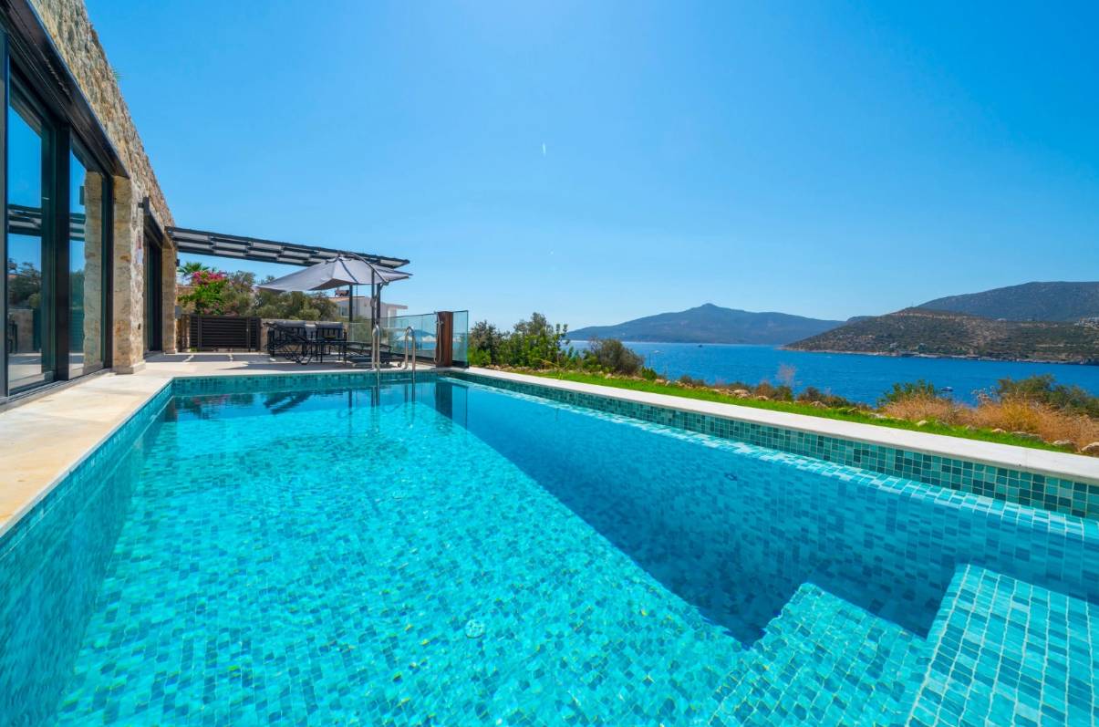 Kaş Kalkan'da Muhteşem Deniz Manzaralı, Isıtmalı Havuzlu, Jakuzili Villa 46463 — 4