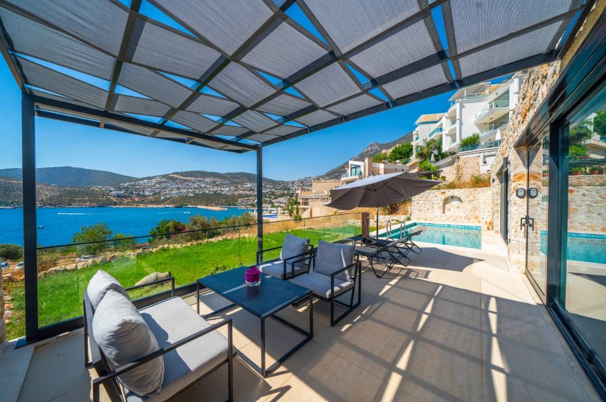 Kaş Kalkan'da Muhteşem Deniz Manzaralı, Isıtmalı Havuzlu, Jakuzili Villa 46463 — 7