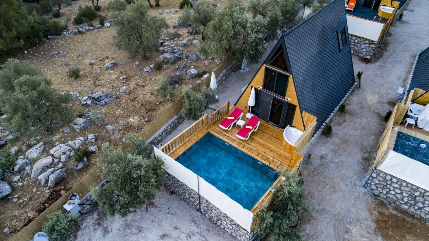 Kalkan Patara'da Gözlerden Uzak, Özel Havuzlu, Korunaklı Tiny House